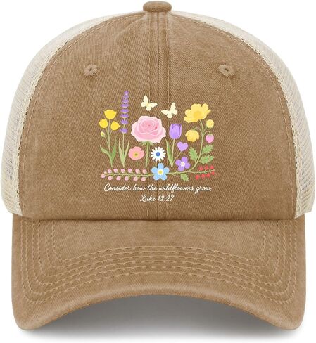 Consider How The Wildflowers Grow Hat for Women Aesthetic Washed Distressed in Kuwait