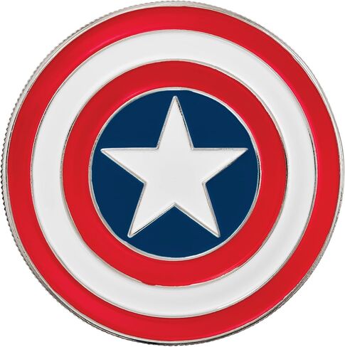 CITIZEN Mens Eco-Drive Captain America 85th Anniversary Chronograph & Collectors Coin, 41mm Silver-Tone Stainless Steel Case with a Blue Leather Strap & Blue Dial (Style: CA7046-46W) in Kuwait