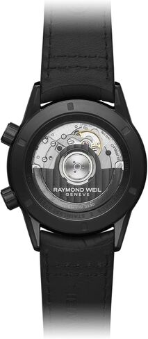 RAYMOND WEIL Freelancer GMT Worldtimer Men's Watch, 24 Cities and Time Zones, Black Dial, Indexes, Stainless Steel Case, Black Leather Strap, 41mm (Model: 2765-BKC-20001) in Saudi Arabia