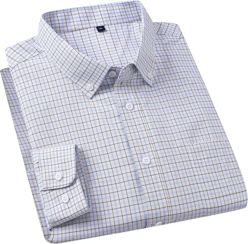 Cromoncent Mens Cotton Oxford Shirt Long Sleeve Button Down Dress Shirts with Pocket in Saudi Arabia