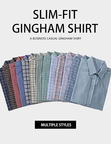 JEMITOP Mens Lightweight Slim Fit Short Sleeve Button Down Shirt Business Casual Plaid Dress Shirts with Pocket in Saudi Arabia