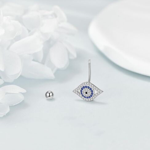 CRMAD Sterling Silver Evil Eyes Belly Button Rings - Hypoallergenic Navel Rings for Women - Body Piercing Jewelry in Kuwait