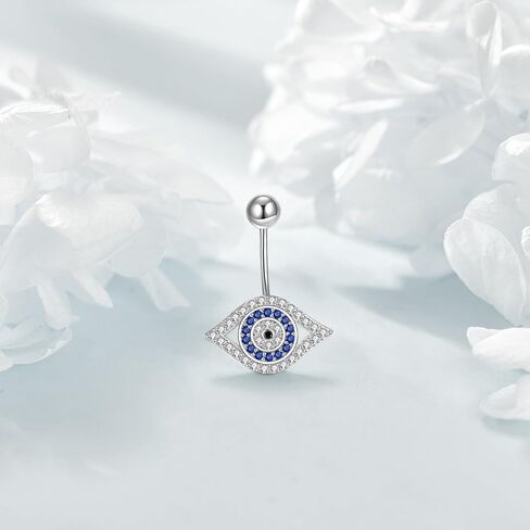 CRMAD Sterling Silver Evil Eyes Belly Button Rings - Hypoallergenic Navel Rings for Women - Body Piercing Jewelry in Kuwait