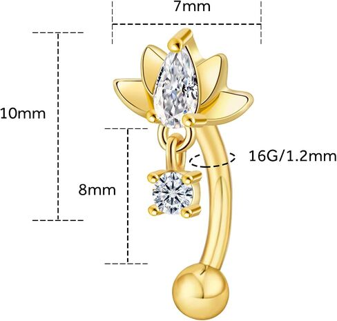 16G Rook Piercing Jewelry Gold, 316L Stainless Steel Eyebrow Rings Piercing Jewelry Flower Threaded Lip Labret Barbells Ring 8mm in Saudi Arabia