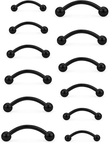 Eyebrow Piercing Jewelry Set Curved Barbells 14G/16G/20G Surgical Steel Eyebrow Rings Vertical Labret Lip Jewelry Frog Eyes Snake Eyes Tongue Rings for Women Men 6-19mm in Saudi Arabia