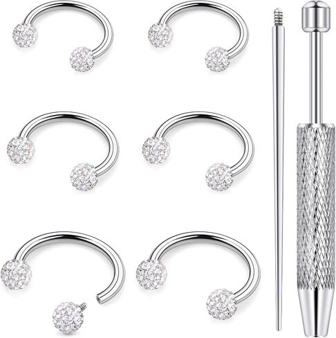 18G 16G 14G حدوة الحصان الحاجز الأنف الدائري ثقب المجوهرات الفولاذ المقاوم للصدأ موضوع داخلي دائري الحديد Daith Rook القرط ثعبان لدغة الشفاه الدائري ثقب المجوهرات للنساء تشيكوسلوفاكيا الفضة الذهب الأسود in Kuwait