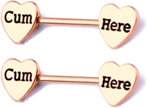 14G Stainless Steel Nipple Rings Solid Rose Gold Letter Heart Straight Barbell Bars Body Piercing Jewelry in Saudi Arabia