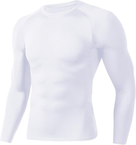 Compression Shirts for Men - Long Sleeve Black Workout Base Layer Athletic Gym Tops Quick Dry Running Undershirts in Saudi Arabia