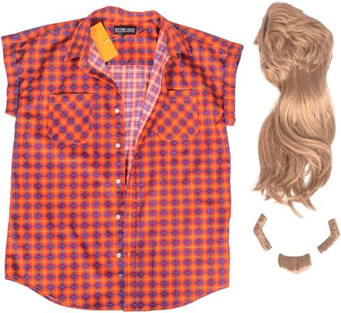 Joe the Janitor Dirt Flannel Tank Top Wig and Beard Halloween Costume Cosplay in Kuwait