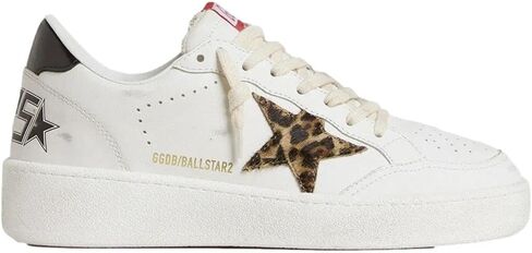 Golden Goose Women's Ball Star Leather Sneakers, White/Beige Brown Black Leo/Black in Saudi Arabia