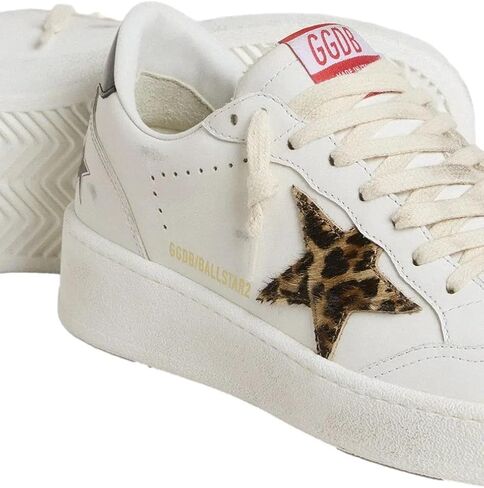 Golden Goose Women's Ball Star Leather Sneakers, White/Beige Brown Black Leo/Black in Saudi Arabia