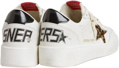 Golden Goose Women's Ball Star Leather Sneakers, White/Beige Brown Black Leo/Black in Saudi Arabia