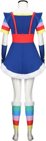 Womens Blue Dress Brite Costume Outfit Crown Hairband Oversleeve Leg Warmer Full Set Halloween Cosplay Party Suit in Kuwait