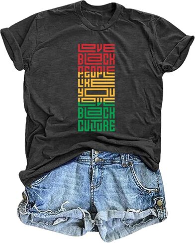 VVNTY Black History T Shirts: Women African American Heart Graphic Tee Black History Month Valentine Tshirt in Kuwait