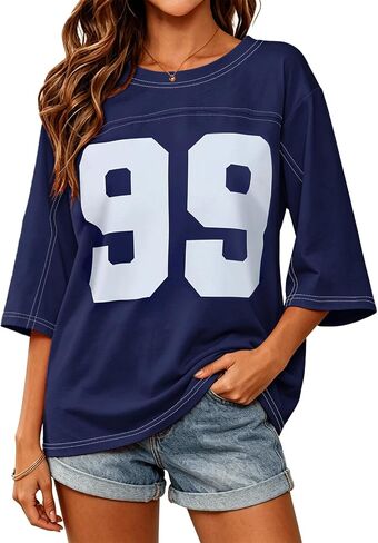 Womens Oversized T Shirts Loose Fit Crewneck 3/4 Length Sleeve Tunic Tops Summer Casual Blouse Trendy 2026 Basic Tee in Saudi Arabia