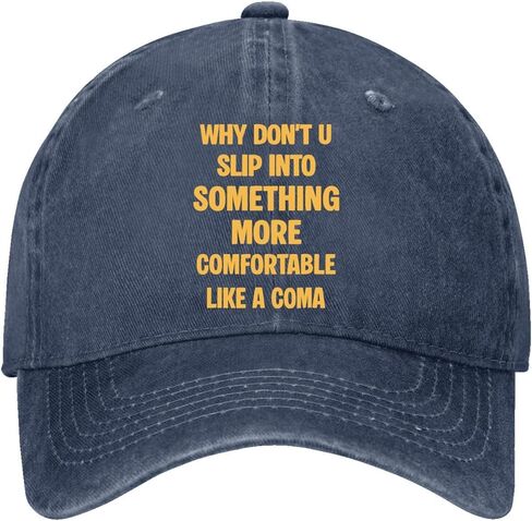 Why Don't You Slipped Into-Something Hats for Men Low Profile Washed Distressed Navy Blue in Kuwait