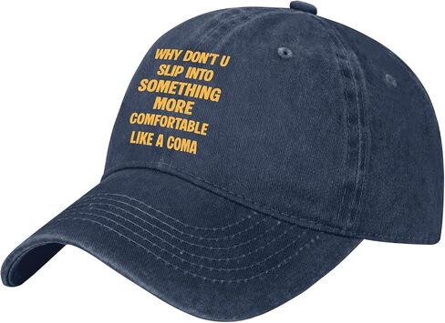 Why Don't You Slipped Into-Something Hats for Men Low Profile Washed Distressed Navy Blue in Kuwait