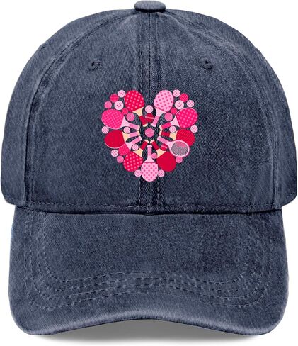 Pickleballs-Hearts Valentine's-Day Hats for Men Trendy Washed Distressed Navy Blue in Kuwait