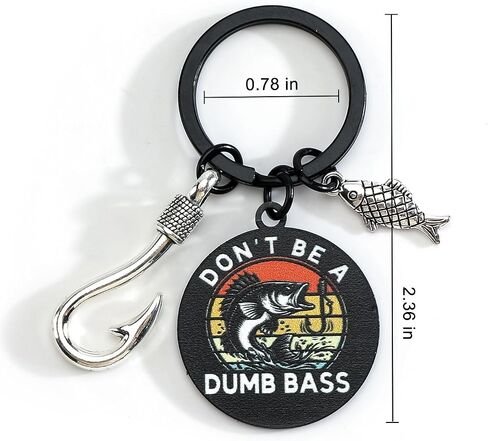 Fish Keychain,Don't Be A Dumb Bass Keychain for Dad Boyfriend,Fishing Stuff Fishing Gifts for Men Birthday Christmas in Kuwait
