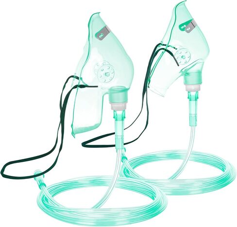 ANSNF Oxygen Mask for Adult Face, Green Oxygen Mask with 6.6' Ft Tubing and Adjustable Elastic Strap, 2 Pack - M in Saudi Arabia