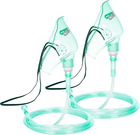 ANSNF Oxygen Mask for Adult Face, Green Oxygen Mask with 6.6' Ft Tubing and Adjustable Elastic Strap, 2 Pack - M in Saudi Arabia