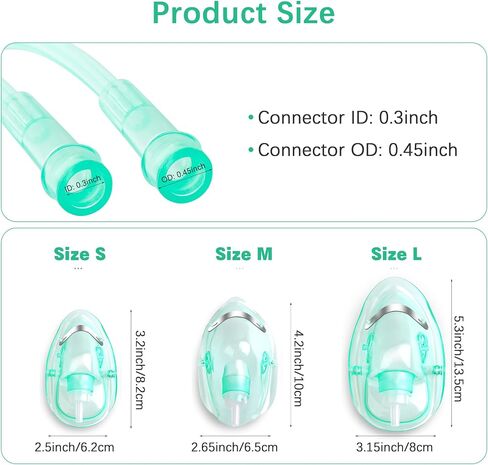 ANSNF Oxygen Mask for Adult Face, Green Oxygen Mask with 6.6' Ft Tubing and Adjustable Elastic Strap, 2 Pack - M in Saudi Arabia