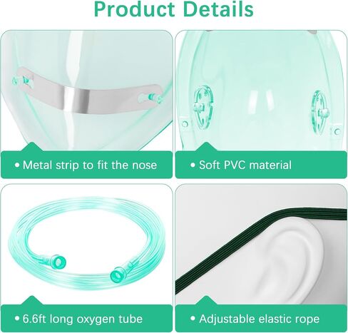 ANSNF Oxygen Mask for Adult Face, Green Oxygen Mask with 6.6' Ft Tubing and Adjustable Elastic Strap, 2 Pack - M in Saudi Arabia