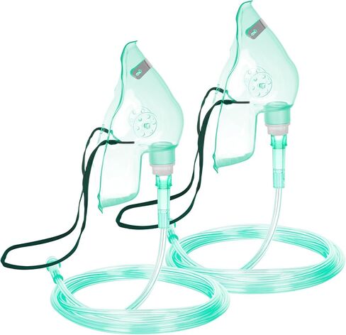 ANSNF Oxygen Mask for Adult Face, Green Oxygen Mask with 6.6' Ft Tubing and Adjustable Elastic Strap, 2 Pack - M in Saudi Arabia