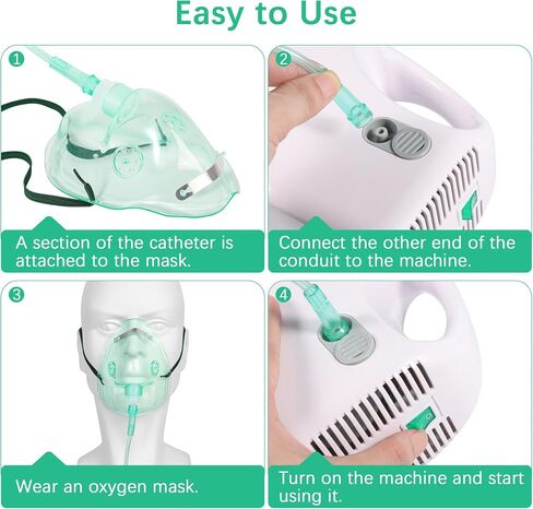 ANSNF Oxygen Mask for Adult Face, Green Oxygen Mask with 6.6' Ft Tubing and Adjustable Elastic Strap, 2 Pack - M in Saudi Arabia