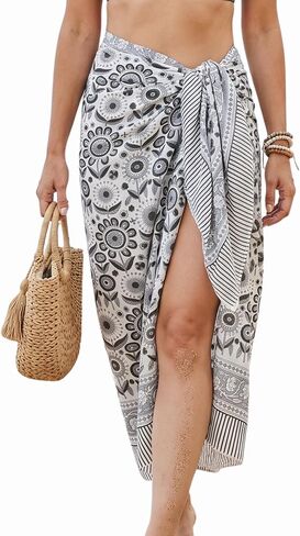Swimsuit Coverup for Women - 100% Cotton Hand Block Sarong Wraps for Women Pareo Beach Cover Up Summer outfits 73X44 in Saudi Arabia