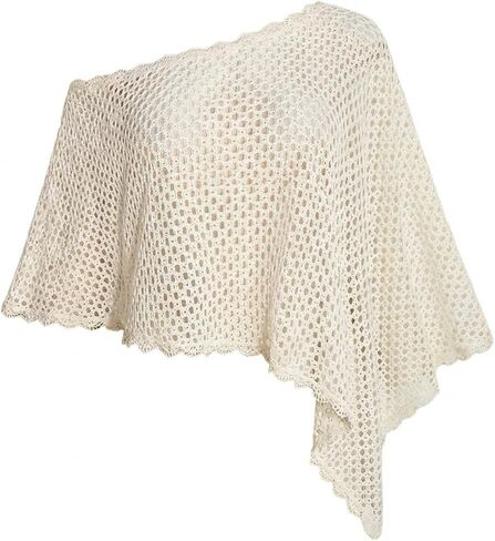 Verdusa Women's Plus Size Hollow Out Swimsuit Coverup Off Shoulder Poncho Top Asymmetrical Beach Vacation Tops in Kuwait
