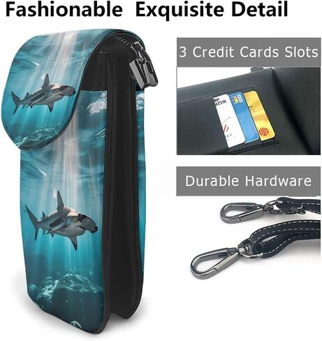 Small Crossbody Purse Cell Phone Bag for Women Cool Hammerhead Shark PU Leather Cellphone Wallet Purse with Shoulder Strap in Kuwait