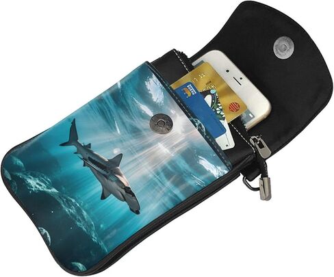 Small Crossbody Purse Cell Phone Bag for Women Cool Hammerhead Shark PU Leather Cellphone Wallet Purse with Shoulder Strap in Kuwait