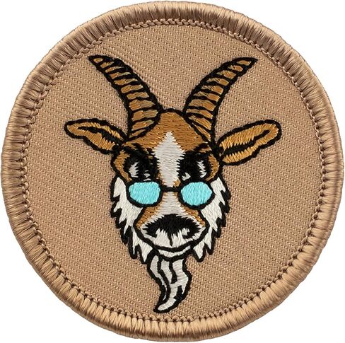 Old Goat with Glasses Patrol Patch - 2" Diameter Round Embroidered Patch (Hook-Fastener) in Kuwait