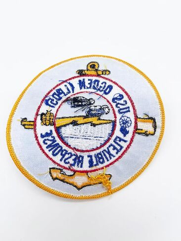 USS Ogden LPD-5 Ship Patch – Austin-Class Heritage Insignia – 4" Circular Sew-On Emblem with Plastic Backing – US Navy Decommissioned Amphibious Transport Dock Patch in Kuwait