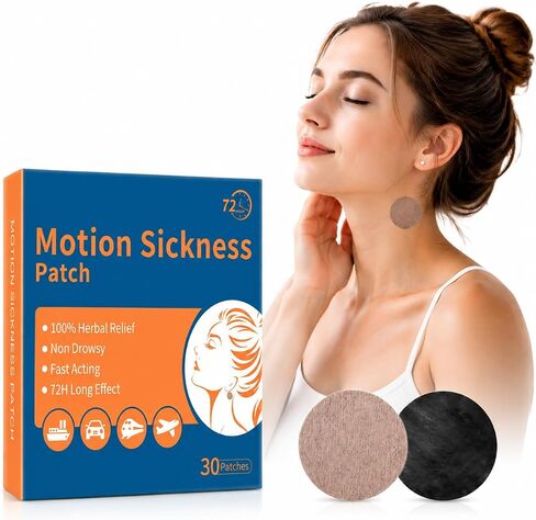 Motion Sickness Patches for Travel, Nausea Relief Patches for Car, Cruise & Flight, Compact Anti Nausea Patch, Behind the Ear Application, Non-Drowsy, Travel Essentials for Adults, 30 Patches in Kuwait