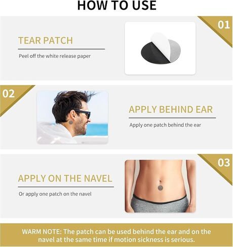 Motion Sickness Patches for Travel, Nausea Relief Patches for Car, Cruise & Flight, Compact Anti Nausea Patch, Behind the Ear Application, Non-Drowsy, Travel Essentials for Adults, 30 Patches in Kuwait