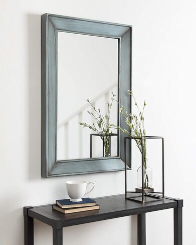 Kate and Laurel Yuda Wooden Rectangle Framed Wall Mirror, 23.5x35, Blue in Saudi Arabia