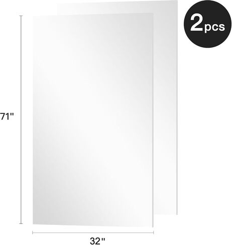 brisafe 71" x 64" (2PCS 71" X 32") Gym Mirror - Full Length Wall Mirror for Gyms, Dance Studio, Home, Yoga - Ultra Lightweight Shatterproof Glassless Nanomiorror Reduces 60% Commercial Insurance Costs in Saudi Arabia