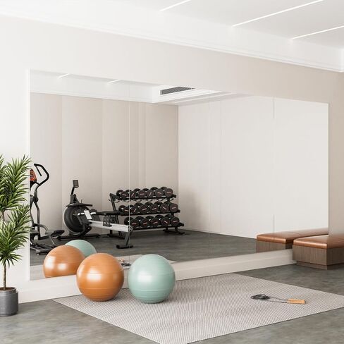 brisafe 71" x 64" (2PCS 71" X 32") Gym Mirror - Full Length Wall Mirror for Gyms, Dance Studio, Home, Yoga - Ultra Lightweight Shatterproof Glassless Nanomiorror Reduces 60% Commercial Insurance Costs in Saudi Arabia