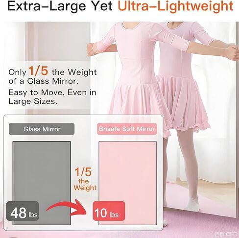 brisafe 71" x 64" (2PCS 71" X 32") Gym Mirror - Full Length Wall Mirror for Gyms, Dance Studio, Home, Yoga - Ultra Lightweight Shatterproof Glassless Nanomiorror Reduces 60% Commercial Insurance Costs in Saudi Arabia