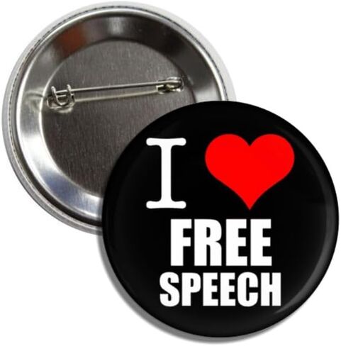 I Love Free Speech Political Resist Button Pin, Black with Red Heart, 2.25 Inches Badge in Kuwait