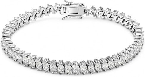 Moissanite Tennis Bracelet For Women, 7/7.5Ins Women's Tennis Bracelets,Marquise Cut D-Color VVS1 Platinum Plated Silver Bracelet,Hypoallergenic Bezel , Ice Crystal Sparkling,Exquisite Jewelry,with Gift Box,Ideal Gift for Wife/Her in Kuwait