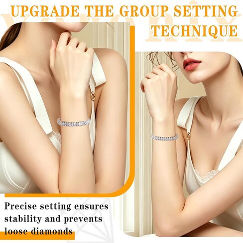 Moissanite Tennis Bracelet For Women, 7/7.5Ins Women's Tennis Bracelets,Marquise Cut D-Color VVS1 Platinum Plated Silver Bracelet,Hypoallergenic Bezel , Ice Crystal Sparkling,Exquisite Jewelry,with Gift Box,Ideal Gift for Wife/Her in Kuwait