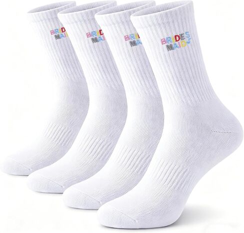 2 Pairs Socks for Wedding Day Soft Cotton White Team Bridal Wifey Embroidered Socks for Women Gifts Bridal Shower Party Decor in Kuwait