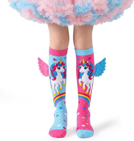 Crazy Socks for Kids – Silly Unicorn Knee High Socks with 3D Wings, Funny Gift for Kids Girls Women Birthday Party in Saudi Arabia