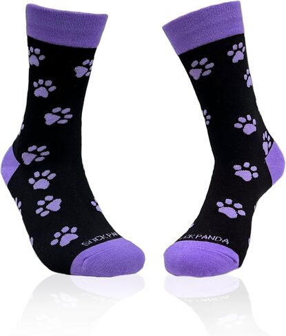 Purple Paw Print Dog Lover Socks (Adult Medium) Women Shoe Sizes 5-10 in Saudi Arabia