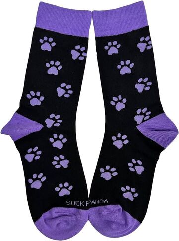 Purple Paw Print Dog Lover Socks (Adult Medium) Women Shoe Sizes 5-10 in Saudi Arabia