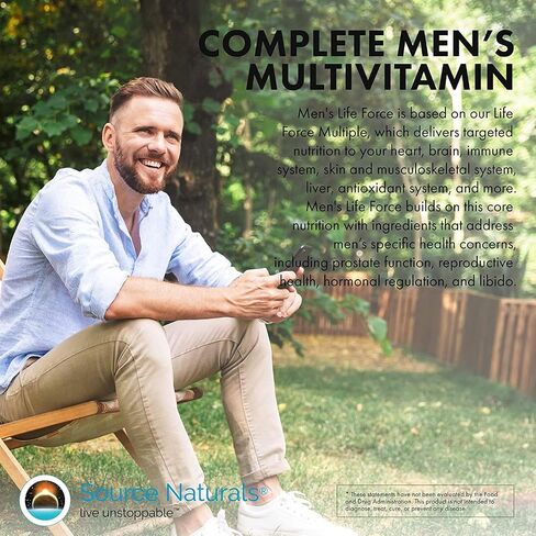 Source Naturals Men's Life Force مكمل يومي متعدد الفيتامينات وصحة المناعة - 13 فيتامينات ومغذيات ومعادن أساسية - 180 قرصًا in Kuwait