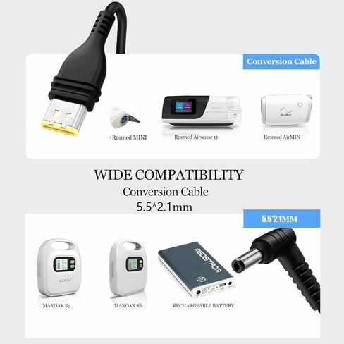 سلك طاقة 24 فولت CPAP لجهاز ResMed AirSense 11 وAirMini | كابل تيار مستمر بطول 6 أقدام للنسخ الاحتياطي/السفر للبطارية المحمولة in Kuwait